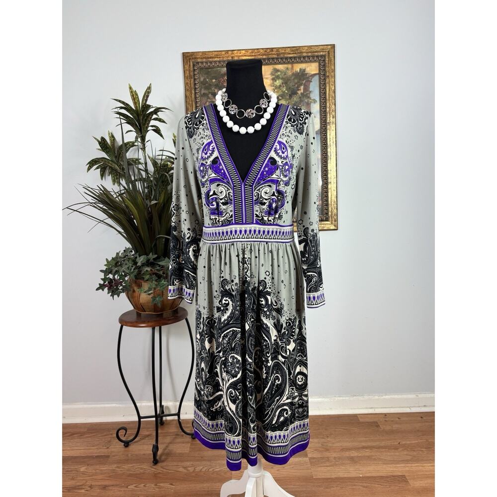 Eci New York Women’s A-Line Dress Large Sleeveless‎ Boho Vacation Resort Peasant